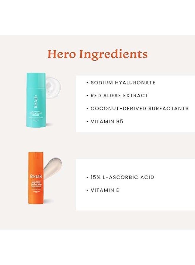 فوكستيل مجموعة فوكستيل للعناية بالبشرة الصباحية للنساء والرجال | غسول للوجه - 100 مل، سيروم فيتامين سي للوجه - 30 مل، مرطب سيراميد - 50 مل، واقي شمسي بعامل حماية 70 - 50 مل | مجموعة هدايا للعناية بالبشرة لبشرة متألقة - Image 2